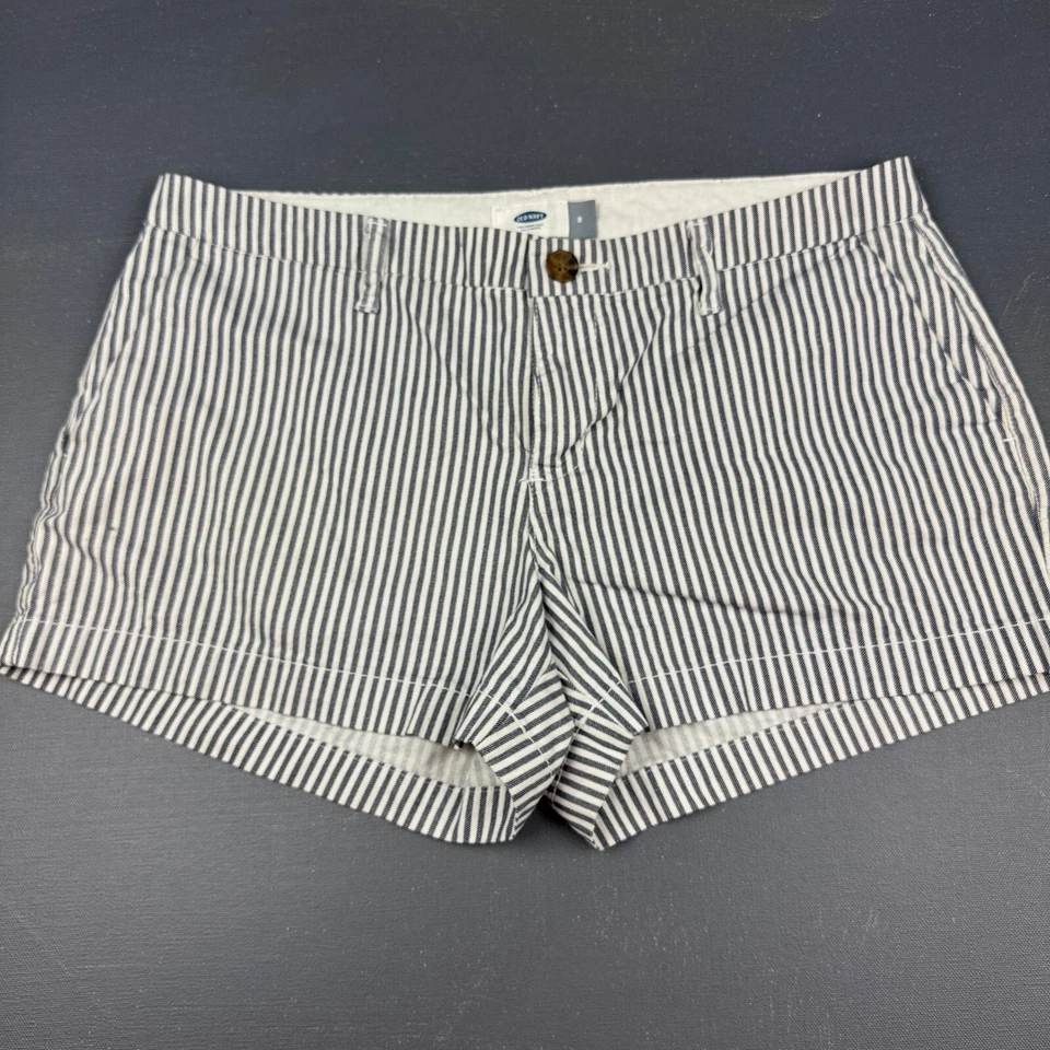 Pantalones Cortos Old Navy Para Mujer 8 Rayas Seersucker Algodón Azul Blanco Verano Playa Foto 1 de 4