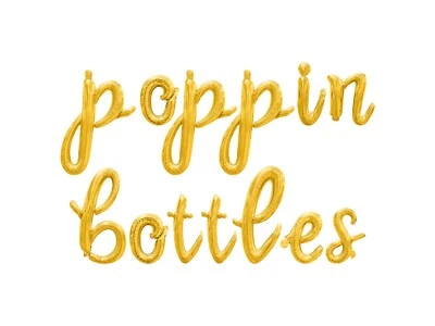POPPIN BOTTLES Cursive Letter Balloon Banner - Baby Shower Party Decorations - Image 1 of 4