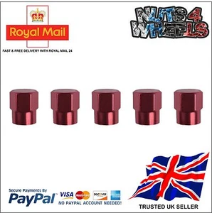 5 x ROSE Aluminium Alloy Tyre Valve Dust Caps 4 +1 Car Bike Bicycle Van - Picture 1 of 1