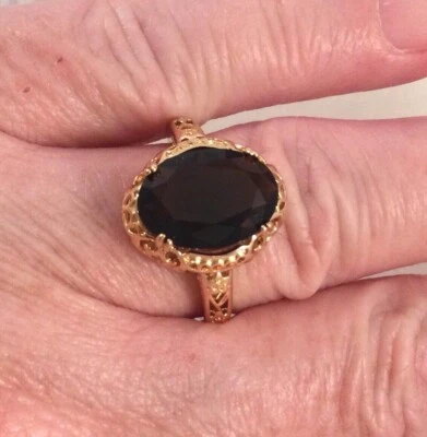 Joyería Vintage Anillo Oro con Topacio Ahumado Antiguo Deco Joyería Talla Grande 10 U Foto 1 de 4