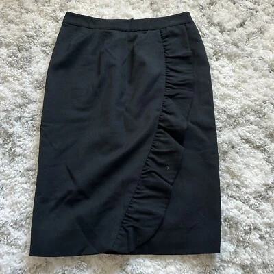 Falda para mujer KATE SPADE talla 6 negra lápiz drapeada volantes imitación envoltura mezcla de lana Foto 1 de 4