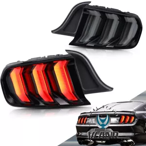 For 2015-23 Ford Mustang LED SMOKED Tail Lights Rear Brake Lamp W/Red Sequential - Picture 1 of 12
