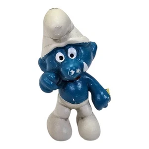 Crying Smurf Yellow Hanky Broken Vintage Figure PVC Toy Figurine 1972 Peyo Smurf - Picture 1 of 11