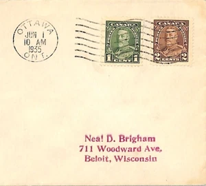 CANADA FDC 1935 KGV 1c 2c Ottawa Ontario FIRST DAY/COVER Cachet {samwells}XJ277 - Picture 1 of 12