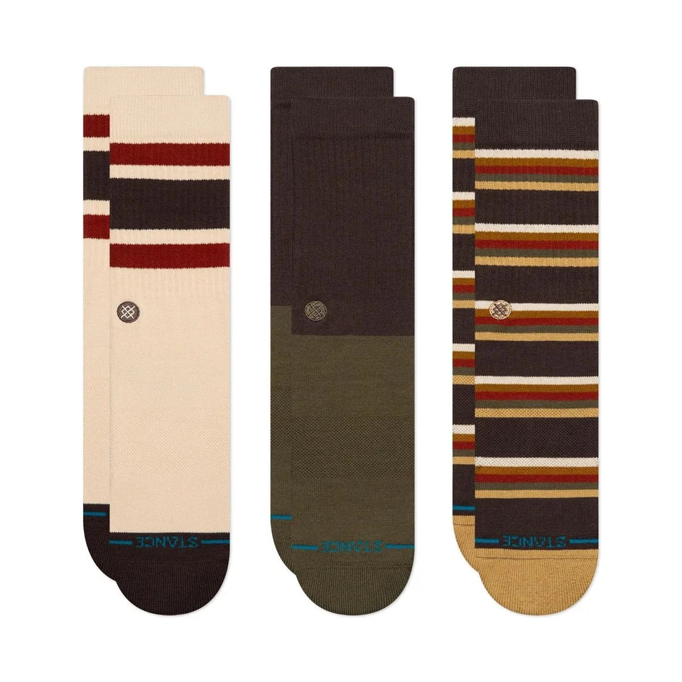 Calcetines informales unisex Stance Cotton Crew, Mill House/marrón oscuro, grandes, paquete de 3 Foto 1 de 1