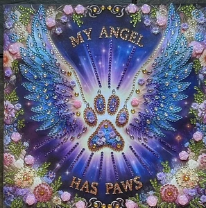 10x10” Beaded Art, Beautiful Pets Angel Finished Diamond Painting Home Decor - Picture 1 of 6