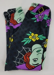 Lularoe Kids Leggings S/M Halloween Black Pastel Witch Heads #A018 - Picture 1 of 3