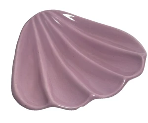 Vintage Rose Pink Clam Shell Seashell Ceramic Soap Trinket Dish Japan - Picture 1 of 9