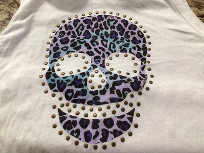 Camiseta sin mangas SOULCYCLE Lauren Moshi blanca Ashlin leopardo calavera nueva con etiquetas talla mediana $88 Foto 1 de 4