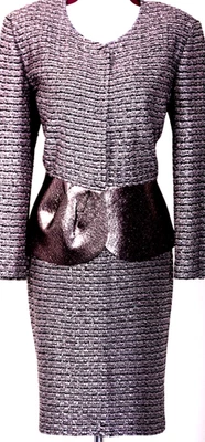 Vestido Chaqueta ST.JOHN Mujer Tweed Rosa Negro Lentejuelas Metálico Brillante Talla 4 Foto 1 de 4