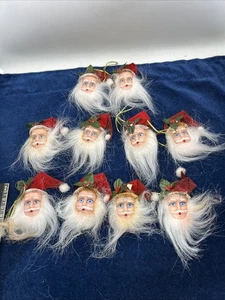 Juego de 10 adornos retro kitsch para cabeza de muñeca de Papá Noel vintage decoración navideña - Imagen 1 de 13