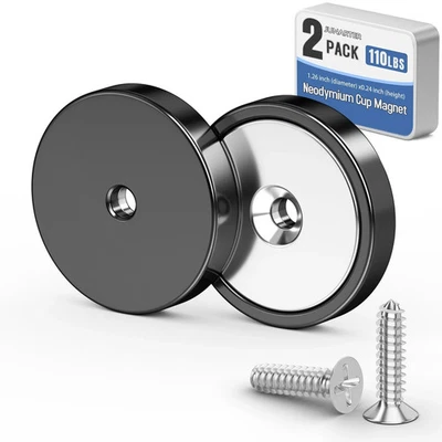 Junarter 2 Pack Magnets with Holes Neodymium Magnet Strong 110 LBS Rare Earth...