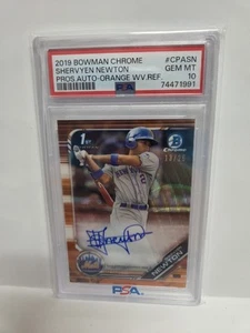 2019 Bowman Chrome Shervyen Newton Orange Wave Refractor Auto 18/25 PSA 10 Gem - Picture 1 of 2