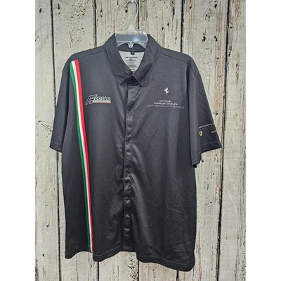 Leaf Racewear 男式 M 黑色法拉利经销商大陆赛车 Polo 衫二手状况完好 — 第 1/4 张图片