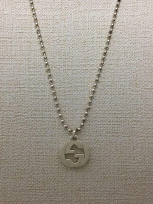 GUCCI Collar de cadena de poste G entrelazado plata SV925 con parte superior para hombre Foto 1 de 4