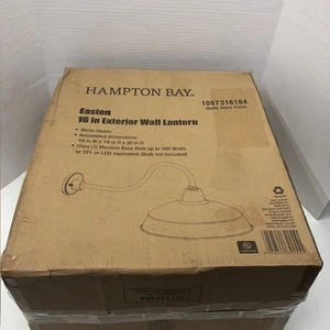 Outdoor Wall Lantern Hampton Bay Easton 1-Light Large Sconce Matte Black - NEW! - Picture 1 of 8