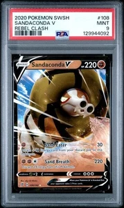 PSA 9 2020 POKEMON SWORD & SHIELD REBEL CLASH 108 SANDACONDA V - Picture 1 of 2