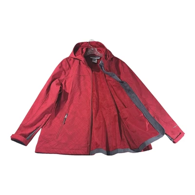 Chaqueta Free Country Para Mujer 1X Roja Imitación Piel Suave Con Capucha Cremallera Completa Foto 1 de 4