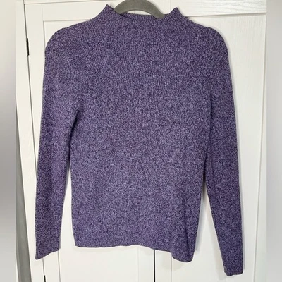 Nuevo con etiquetas Suéter Karen Scott Mujer Pequeño PS Púrpura Acanalado Cuello Simulado Algodón Marl Foto 1 de 4