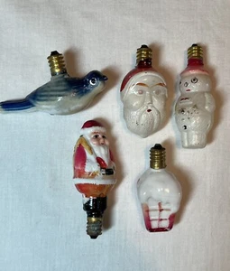 5 Pcs Vintage Old Antique Unique Shape Glass Light Bulb Christmas Ornament Japan - Picture 1 of 7