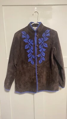 Chaqueta vintage Louis Dell'Olio para mujer 100 % cuero manga larga bolsillo forrado Foto 1 de 4