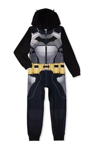 Batman Hooded Costume Style Super Hero Fleece Pajama Sleeper, Sizes 4-7 - Picture 1 of 1