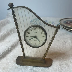 Vintage Gold German Harp Clock Sheffield - Picture 1 of 5
