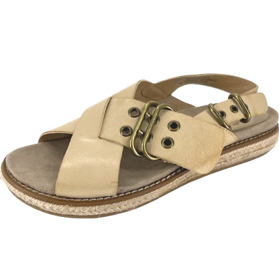 Women's Ruff Hewn Ofelia Beige Crisscross Faux Leather Sandals Shoes size 6M - Image 1 of 4