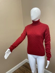 CHRISTOPHER FISHER 100% cashmere cabled turtleneck sweater - Picture 1 of 4