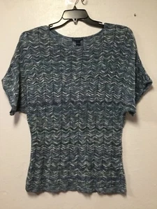 Westbound Women Sweater Top Size Large Blue Open Weave Knit Style All Acrylic 35 - Picture 1 of 8