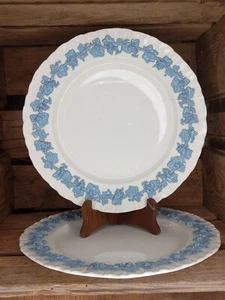 Wedgwood Queensware Embossed Lavender Blue White Cream Shell Serving Platter 14" - Picture 1 of 10