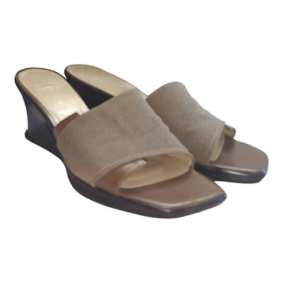 Stuart Weitzman Nutty/Brown Slide on Wedges Margin Women's 8M NIB - Image 1 of 4