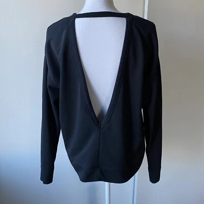 Nike Womens Dri-Fit Size Medium Black Versa Open Back Training Top Sweatshirt - Image 1 of 4