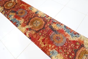 16 ft Hallway Tribal Art Mamluk Larger Runner Rug Afghan Hand Knotted Wool Rug - Picture 1 of 10