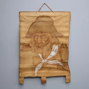 Vtg 15" Omar Leather Las Vinas Argentina Gaucho Cowboy Scroll Wall Hanging Art - Picture 1 of 8