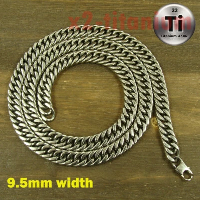 Titanio 23.6" (60cm) Puro Doble Anillo Bordillo Cadena Hombres Collar Antialérgico Foto 1 de 4