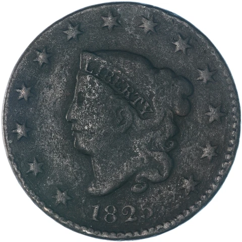 1825 (P) Coronet Large Cent Good GD See Pics A704 Cover