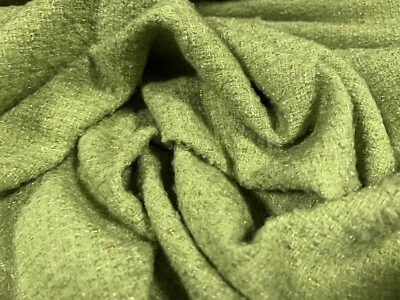 THE FABRIC MERCHANT Wollmischung schwerer Loopstoff, pro Meter - grün & gold Lurex