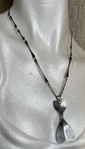 Vintage Ed Levin Sterlingsilber Stab Gliederkette + Anhänger Brutalist Modernist - Bild 1 von 12