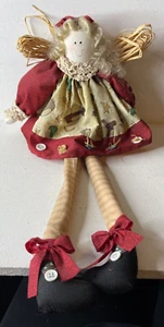 VTG Primitive Country Decor Shelf Sitter Rag Doll Angel Crazy Mountain 1998 - Picture 1 of 3