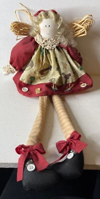 VTG Primitive Country Decor Shelf Sitter Rag Doll Angel Crazy Mountain 1998 - Image 1 of 3