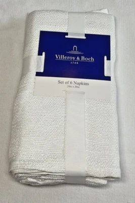 Villeroy & Boch BRISTOW WHITE Napkins (6) 18x18 100% POLYESTER NIP - Image 1 of 2