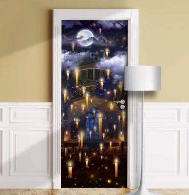 Floating Candles in Great Hall Door Mural. Laminated Cover Sticker. Single piece - Imagem 1 de 4