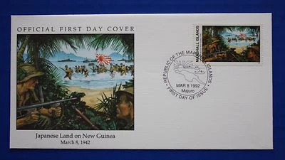 Marshall Islands (302) 1992 WWII: Japanese Land on New Guinea Official FDC - Image 1 of 2