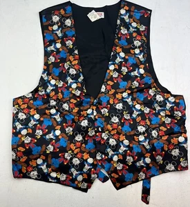 Vintage Mickey, INC Look, Hear, See No Evil Large Silk Vest Mickey Goofy Donald - Picture 1 of 8