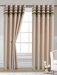 Eyelet Curtains Solway Green Fully Lined choice of sizes - Picture 1 of 5