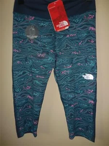 The North Face Girl's Pulse Capri Leggings Blue Reflective Sz S 7/8 NWT $40 - Picture 1 of 5