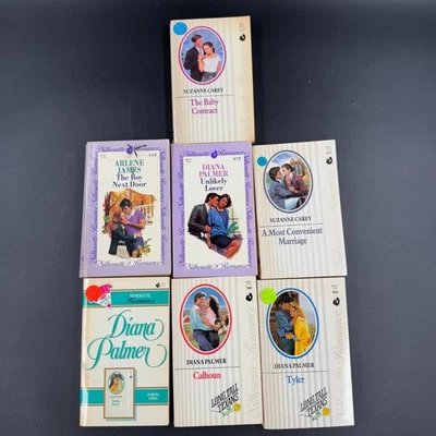 7 VTG 80's 90's Silhouette Romance Novels Books Mixed Lot - Diana Palmer - Image 1 of 4