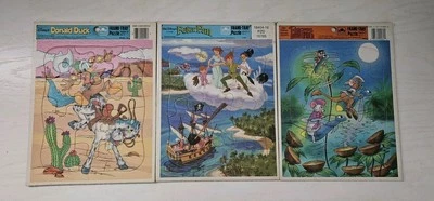 3 Frame Tray Puzzles Vintage - The Rescuers, Peter Pan, & Donald Duck *READ* - Image 1 of 4