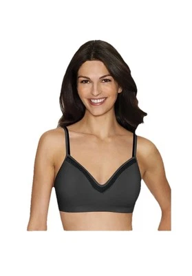 Hanes Comfort Evolution Lace Wirefree Bra Size 3X Gravel Grey/Black - Image 1 of 3
